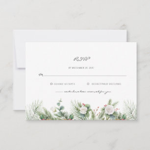 Elegant Botanical Floral Leaves Greenery Wedding RSVP Card