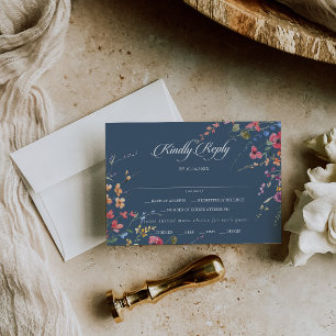 Elegant Botanical Floral Menu Choice RSVP Card