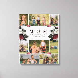 Elegant Botanical Floral Mum 8 Photo Collage gifts Canvas Print
