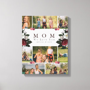 Elegant Botanical Floral Mum 8 Photo Collage gifts Canvas Print