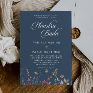 Elegant Botanical Floral Nuestra Boda Wedding Invitation