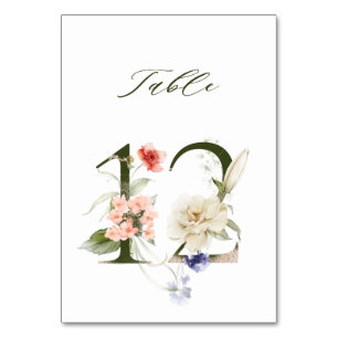Elegant Botanical Floral Number 12,  Table Number