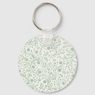 Elegant Botanical Floral Pattern – Minimal Nature Key Ring