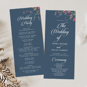 Elegant Botanical Floral Tea Length Wedding Programme