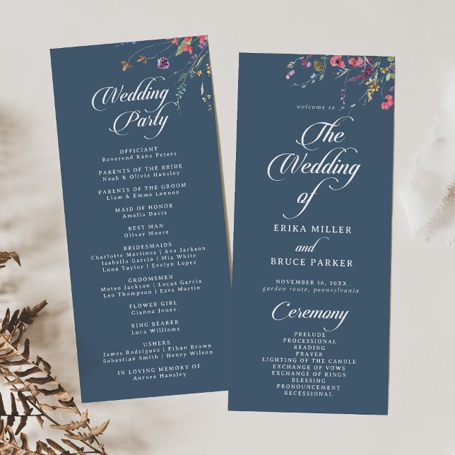 Elegant Botanical Floral Tea Length Wedding Programme (Creator Uploaded)