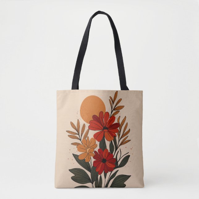 Elegant Botanical Floral Tote Bag (Front)