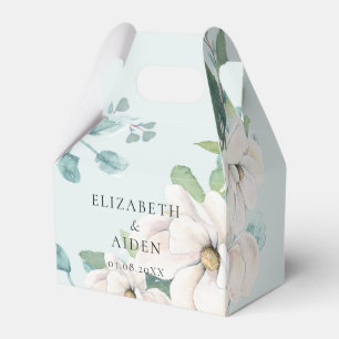 Elegant Botanical Floral Watercolor Wedding Blue Favour Box