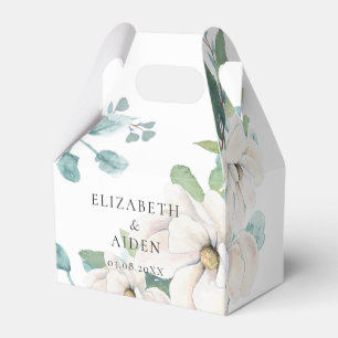 Elegant Botanical Floral Watercolor Wedding White Favour Box