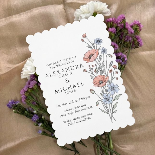 Elegant Botanical Floral Wedding Invitation (Classic elegant botanical floral wedding design)