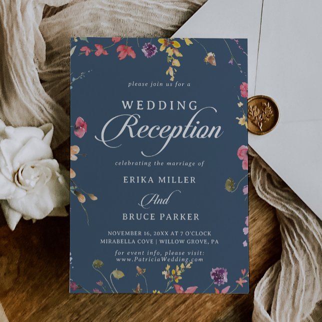Elegant Botanical Floral Wedding Reception  Invitation (Creator Uploaded)