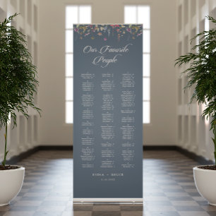 Elegant Botanical Floral Wedding Seating Chart Retractable Banner