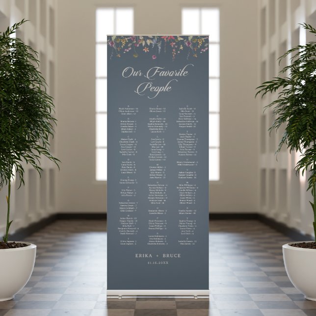 Elegant Botanical Floral Wedding Seating Chart Retractable Banner (Creator Uploaded)