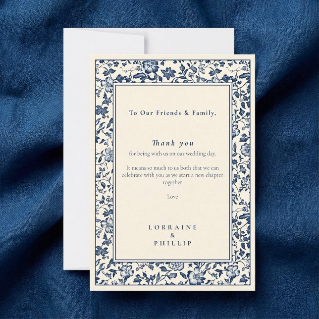 Elegant Botanical Floral Wedding Thank You Card (Elegant Botanical Floral Wedding Thank You Card.)