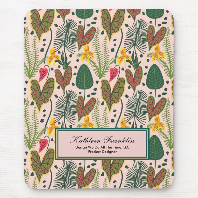 Elegant Botanical Flowers Greenery Mouse Mat (Front)
