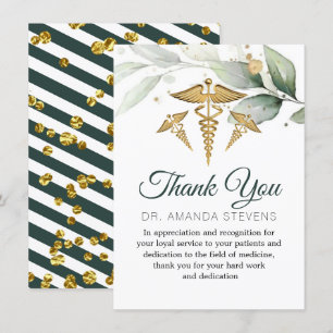 Elegant Botanical Foliage Doctor Thank You Card