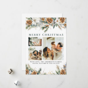 Elegant Botanical Foliage   Family Photo Christmas Holiday Card