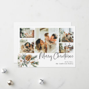 Elegant Botanical Foliage Photo Collage Christmas Holiday Card