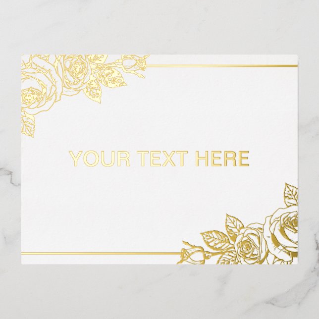 Elegant Botanical Frame Foil Holiday Postcard (Front)