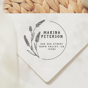 Elegant Botanical Frame Name Surname Return Addres Rubber Stamp