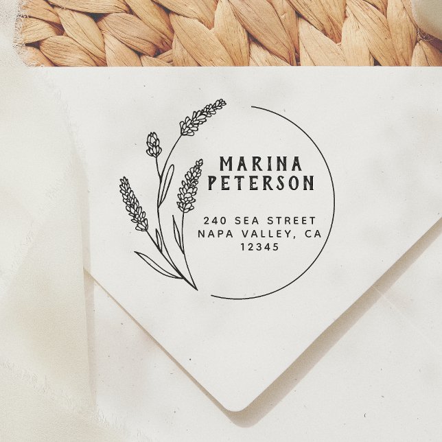Elegant Botanical Frame Name Surname Return Addres Rubber Stamp (Creator Uploaded)