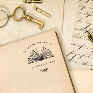 Elegant Botanical From The Library Of Custom Name Rubber Stamp