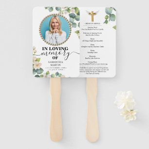Elegant Botanical Funeral Celebration of Life Hand Fan