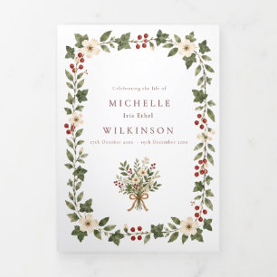 Elegant Botanical Funeral Program Tri-Fold Programme