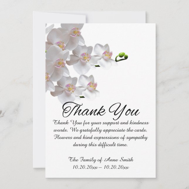 Elegant botanical funeral thank you note (Front)