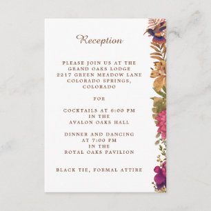 Elegant Botanical Garden Floral Wedding Reception Enclosure Card