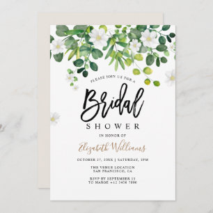 Elegant Botanical Garden Greenery Bridal Shower Invitation