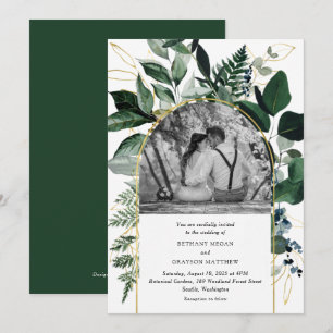 Elegant Botanical garden Modern photo wedding Invi Invitation