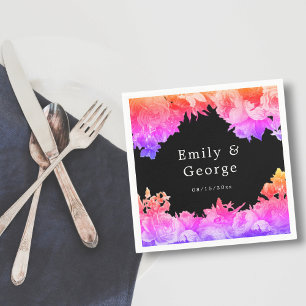 Elegant Botanical Garden Neon Light Floral Wedding Napkin