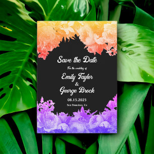 Elegant Botanical Garden Neon Light Floral Wedding Save The Date