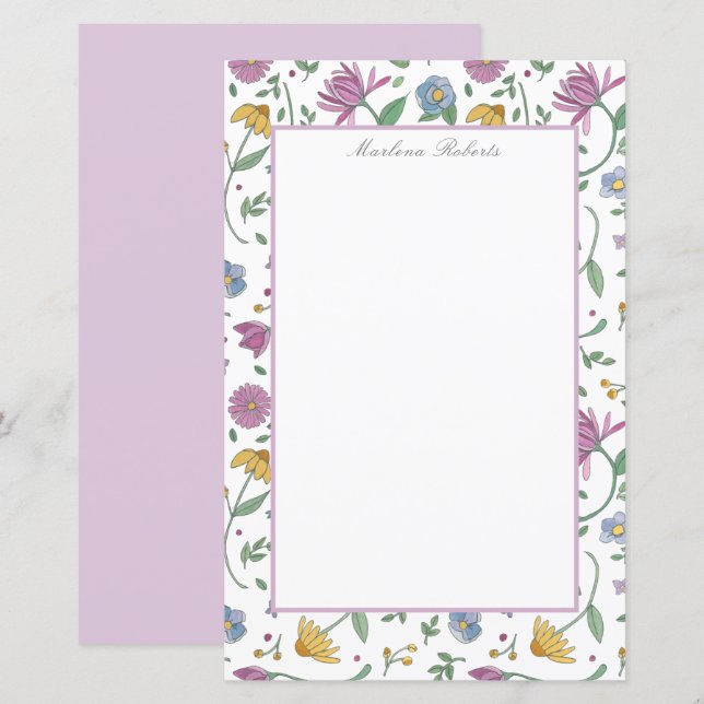Elegant Botanical Garden Personalised Stationery (Front/Back)