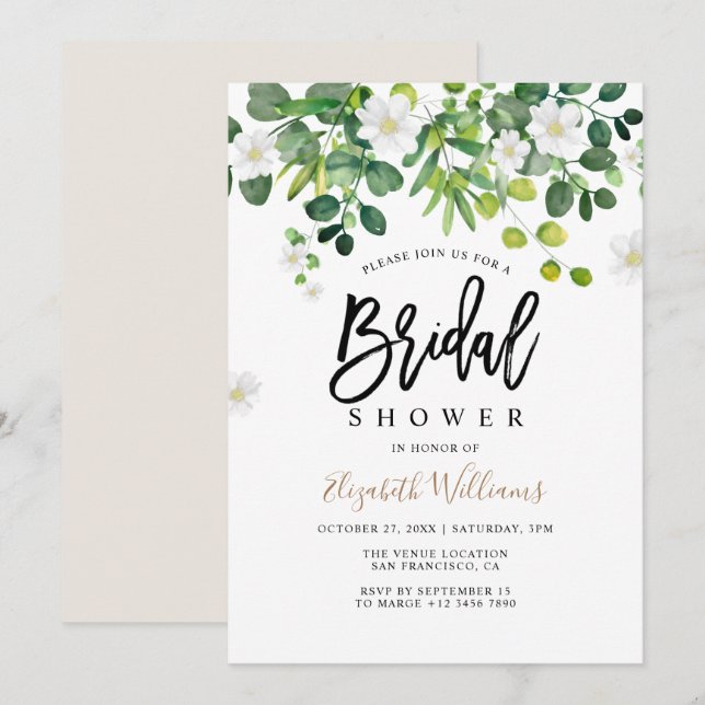 Elegant Botanical Garden Spring Bridal Shower Invitation (Front/Back)