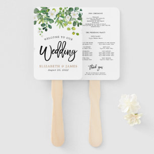 Elegant Botanical Garden Spring Wedding Program Hand Fan