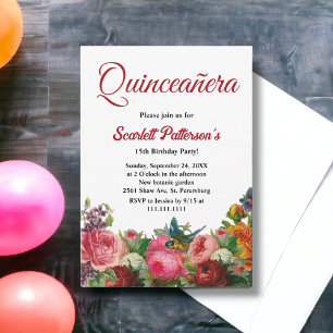 Elegant Botanical Garden Summer Floral Quinceanera Invitation