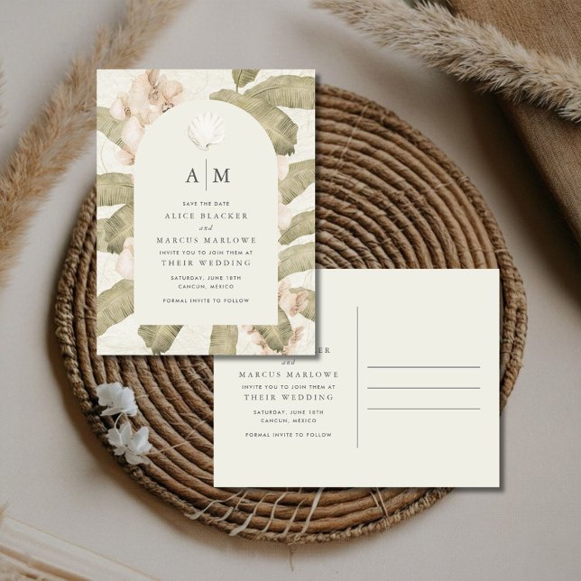 Elegant Botanical Garden Wedding Save the Date Announcement Postcard (Creator Uploaded)