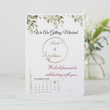 Elegant botanical gold frame save the date card