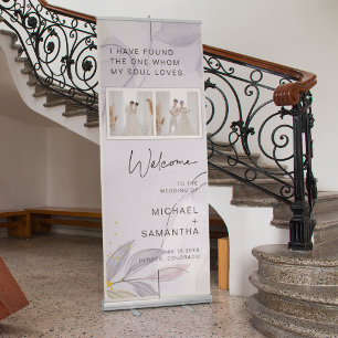 Elegant Botanical & Gold Modern Wedding Welcome  Retractable Banner