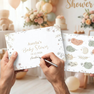 Elegant Botanical Gold Sage & Blush Floral Guest Book