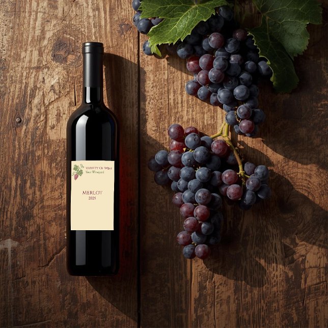 Elegant Botanical Grapevine Design Wine Label (Creator Uploaded)