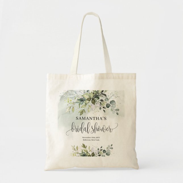 Elegant botanical green eucalyptus gold   tote bag (Front)