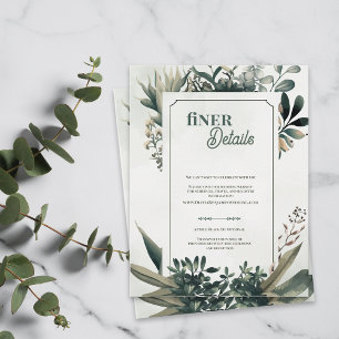 Elegant Botanical Greenery Finer Details Wedding Enclosure Card