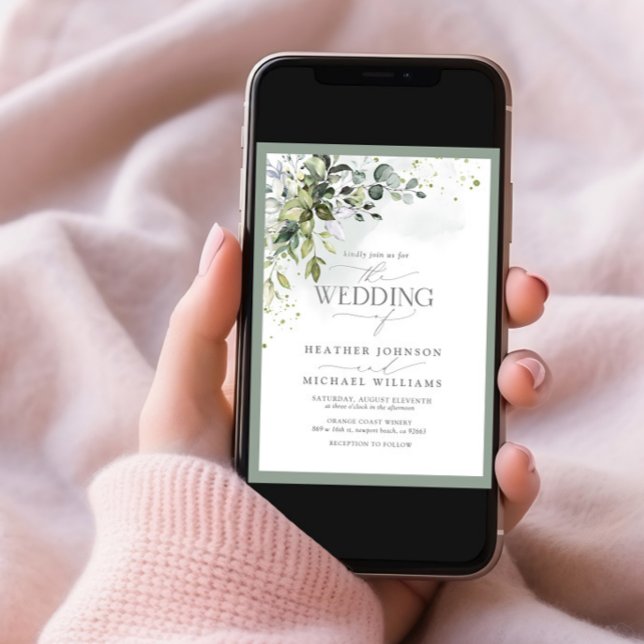 Elegant Botanical Greenery Floral Watercolor Invitation (Creator Uploaded)