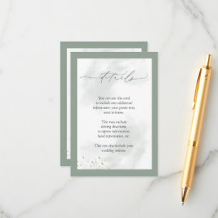 Elegant Botanical Greenery Floral Wedding Details  Enclosure Card