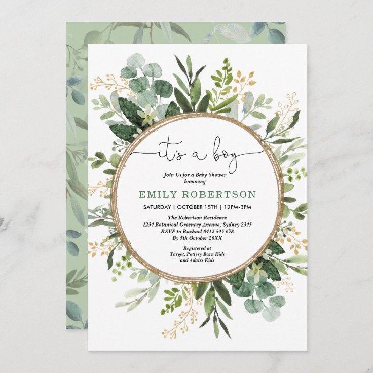 botanical baby shower invitations