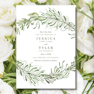 Elegant Botanical Greenery Photo Wedding Save The Date