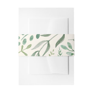 Elegant Botanical Greenery Soft Eggshell Invitation Belly Band