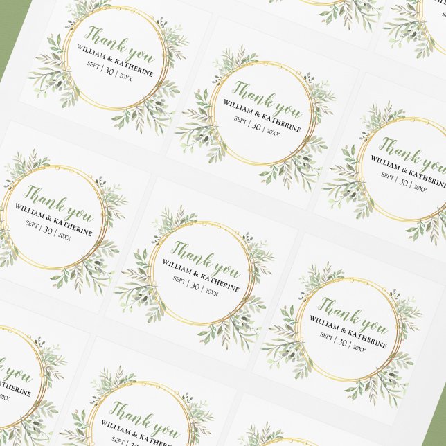 Elegant Botanical Greenery Square Sticker (Creator Uploaded)